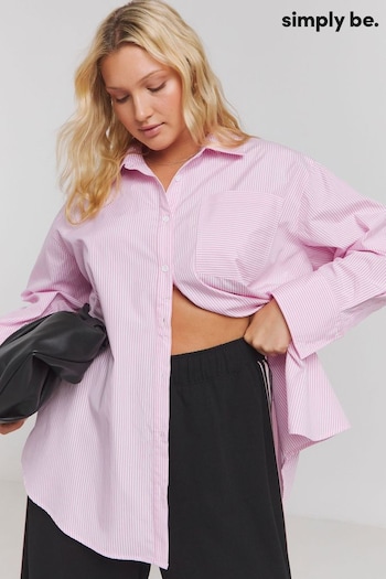 Simply Be Pink Oversized Poplin Shirt (E87490) | £29