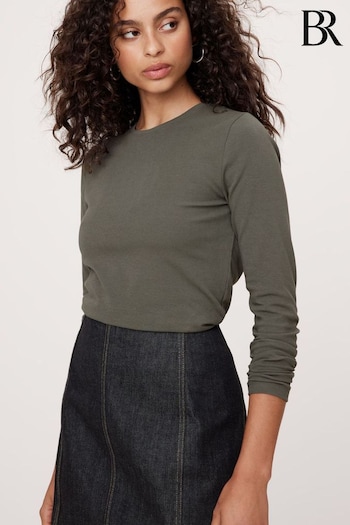 Banana Republic Green Refined Long Sleeve Crew Neck T-Shirt (E87496) | £35