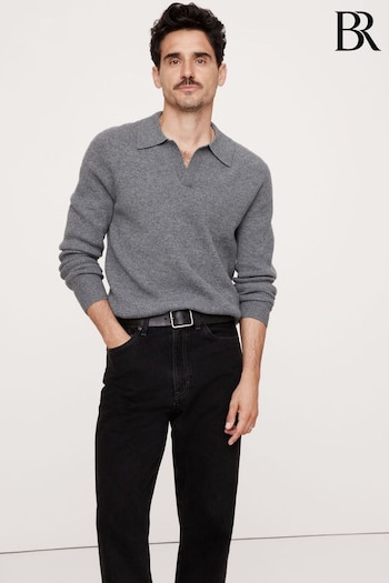 Banana Republic Grey Wool-Cashmere Polo Shirt (E87842) | £165