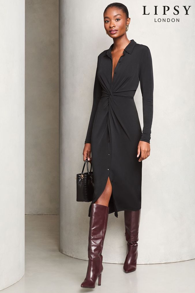 Lipsy long sleeve black dress best sale