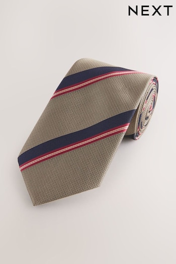 Neutral Brown Stripe Pattern Tie (E88011) | £14