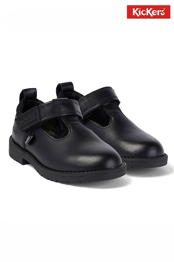 Kickers Lachly T-Bar Leather Black Shoes (E88041) | £45