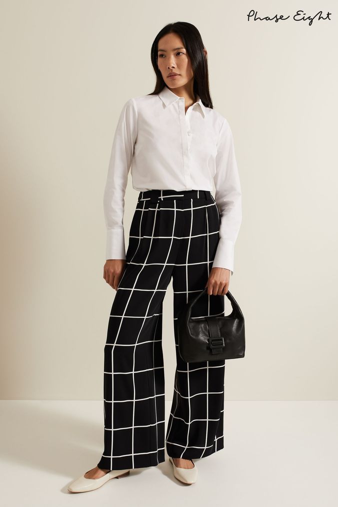 Ladies black and white check trousers new arrivals