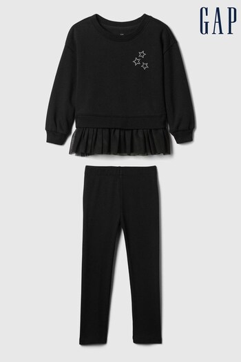 Gap Black Vintage Soft Tulle Sweatshirt and Joggers Set (6mths-5yrs) (E88729) | £30