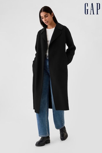 Gap Black Belted Double Faced Wool-Blend Trench Coat (E88858) | £140