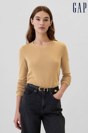 Gap Brown Favourite Cotton-Modal Crew Neck Long Sleeve T-Shirt (E88882) | £16