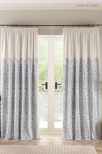 Clarke and Clarke Mineral Willow Bough Pencil Pleat Curtains (E88916) | £100 - £220
