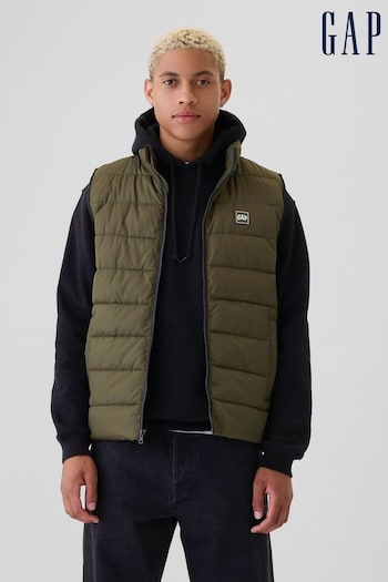 Gap Green Logo Water Resistant Puffer Gilet Jacket (E88949) | £35