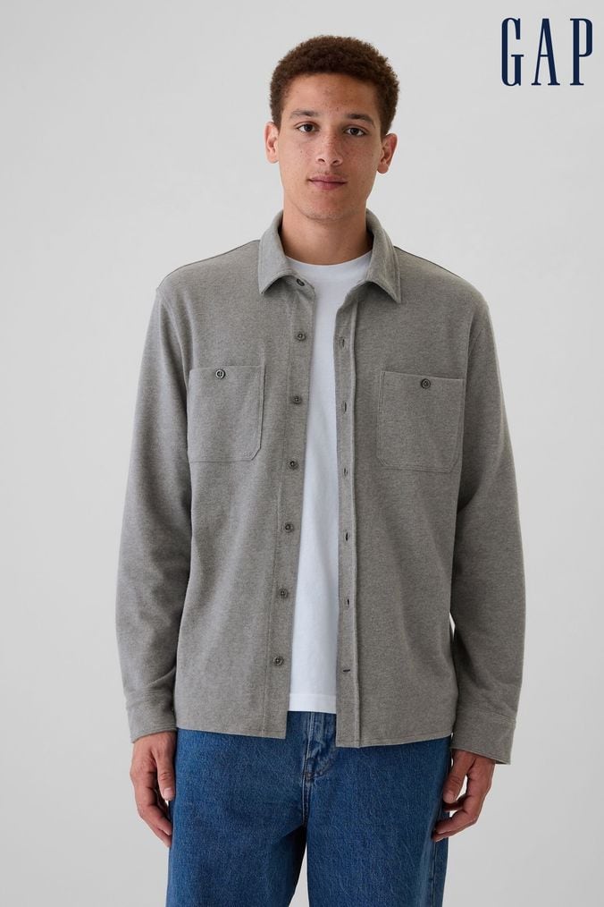 Apgs nswShops Buy Men s Grey Gap Regular Collared Small Shirts Online Kent Curwen jersey lined jacket