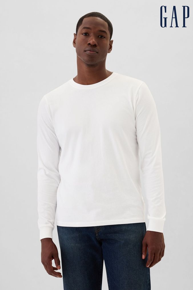 Men s White Long Sleeve Tops Next UK