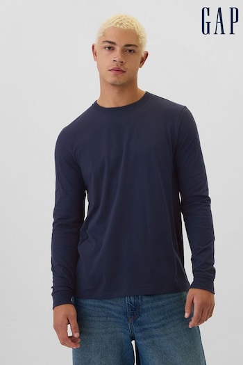 Gap Navy Blue Long Sleeve Everyday 100% Cotton Crew Neck Long Sleeve T-Shirt (E88993) | £16