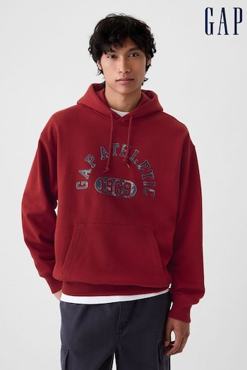 Gap Red Heavyweight Colourblock Athletic Logo Hoodie (E89012) | £60