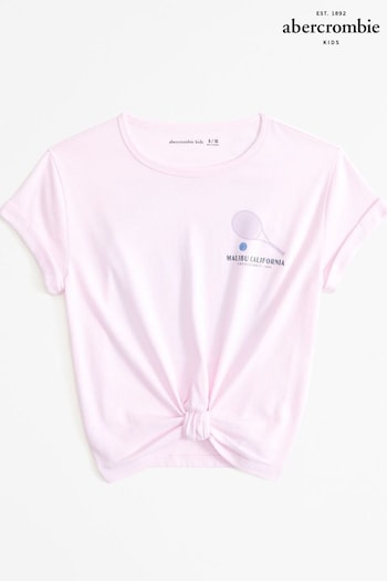 Abercrombie & Fitch Pink California Tennis Cross-Front Logo T-Shirt (E89062) | £19 - £21