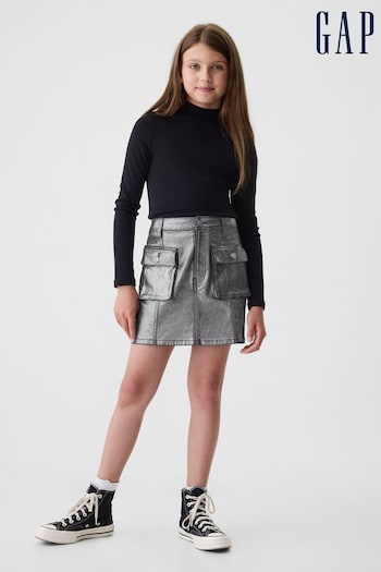 Gap Grey Cargo Foil Denim Skirt (10-13yrs) (E89144) | £25