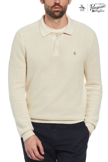 Original Penguin Natural 100% Cotton Mesh Polo Collar Sweater (E89206) | £85