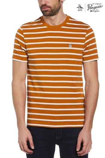 Original Penguin Breton Stripe Jersey Brown T-Shirt (E89208) | £35