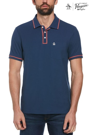 Original Penguin Blue Earl Pique Laurens Polo Shirt (E89211) | £55