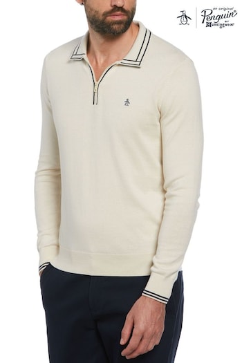 Original Penguin Natural Cashmere Like Cotton Polo Neck Sweater (E89239) | £85