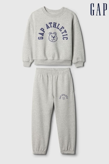 Gap Grey Vintage Soft Athletic Logo Sweatshirt & Jogger Set (6mths-5yrs) (E89262) | £30