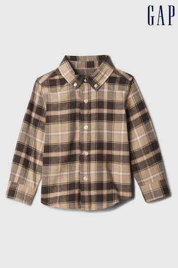 Gap Brown Organic Cotton Long Sleeve Flannel Shirt (6mths-5yrs) (E89267) | £16