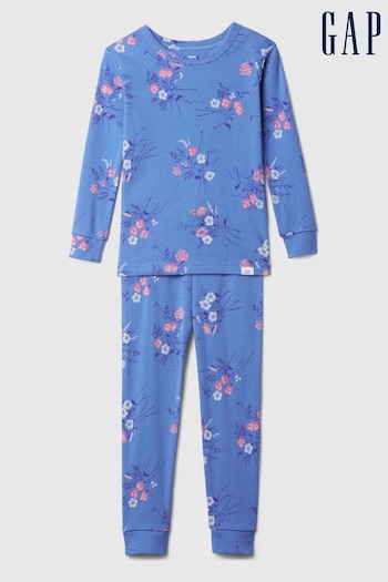 Gap Blue Floral Cotton Long Sleeve Pyjama Set (12mths-5yrs) (E89296) | £16