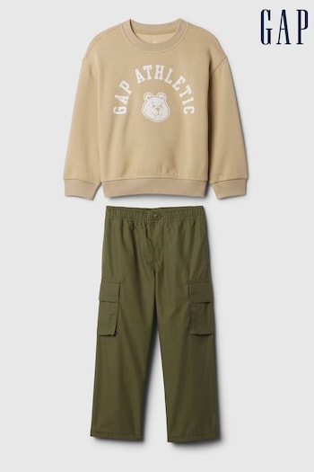 Gap Beige Sweatshirt & Cargo Outfit Set (6mths-5yrs) (E89303) | £35