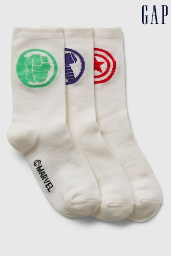 Gap White Marvel Superhero Crew Socks 3-Pack (E89338) | £10