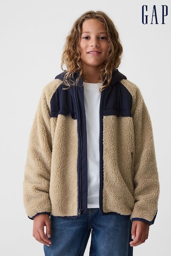 Gap Beige Sherpa Hooded Jacket (4-13yrs) (E89344) | £45