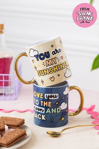 Sam Jayne Designs Gold Sun and Moon 2 Mug Set (E89760) | £24