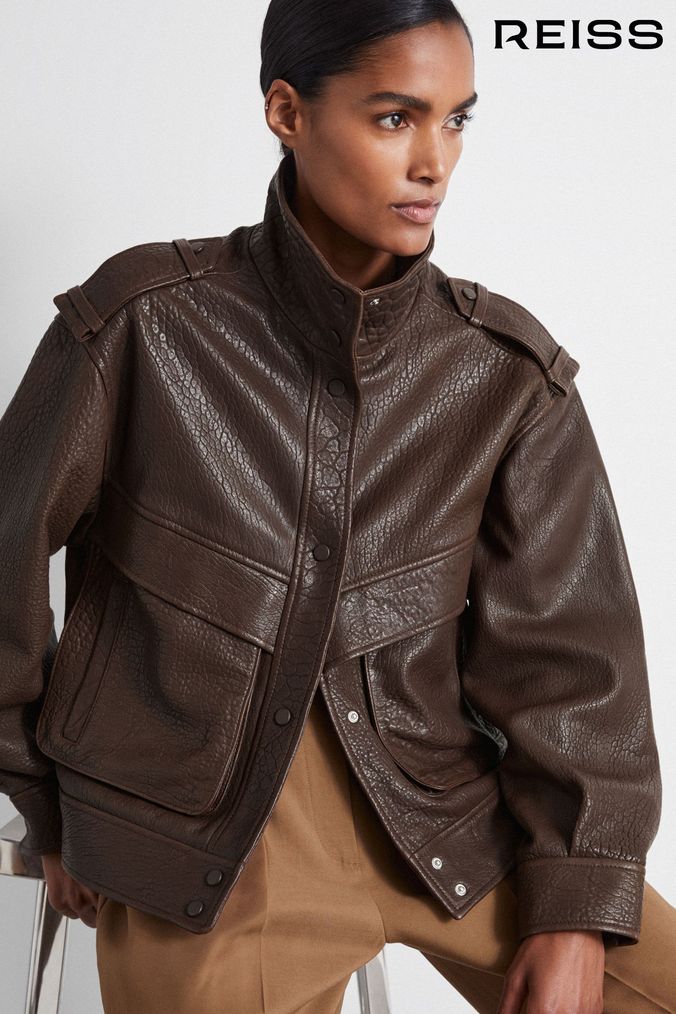 Women s Brown Leather Jackets Next UK