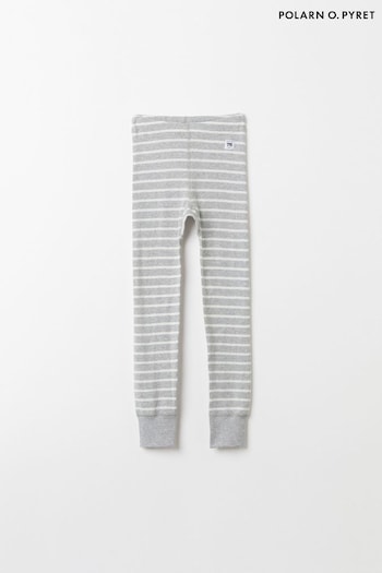 Polarn O. Pyret Grey Organic Cotton Striped Leggings (E90129) | £22