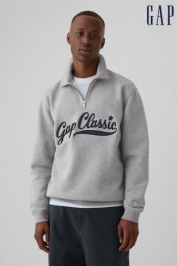 Gap Grey Vintage Soft Logo Quarter Zip Sweatshirt (E90166) | £40