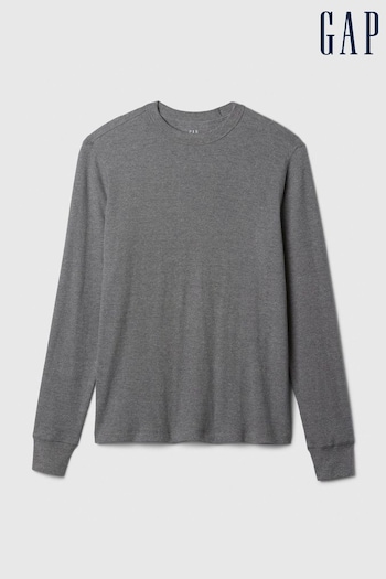 Gap Grey Textured Waffle Knit Long Sleeve Crew Neck T-Shirt (E90180) | £16