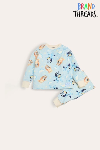 Brand Threads Blue Girls Bluey Divine Fleece Pyjamas Set (E90262) | £18