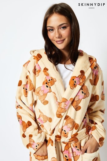 Skinnydip Brown Teddy Bear Bow Dressing Gown (E90413) | £38