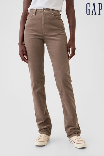 Gap Light Brown High Waisted Corduroy 90s Straight Trousers (E90551) | £45