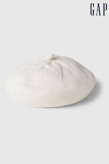 Gap White Adults Cotton Knit Beret (E90605) | £15