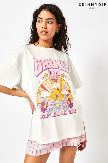 Skinnydip Oversized Grow Up White T-Shirt (E90767) | £22