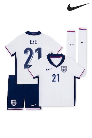 Nike White Eze 21 Kids England Home Stadium 2024 Little Mini Kit (E91103) | £70