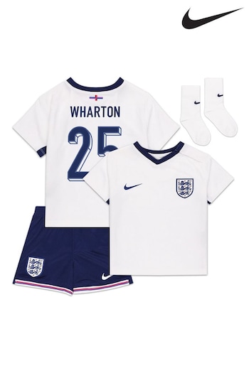 Nike White Wharton 25 Infant England OAMC Stadium Mini Kit 2024 (E91116) | £65