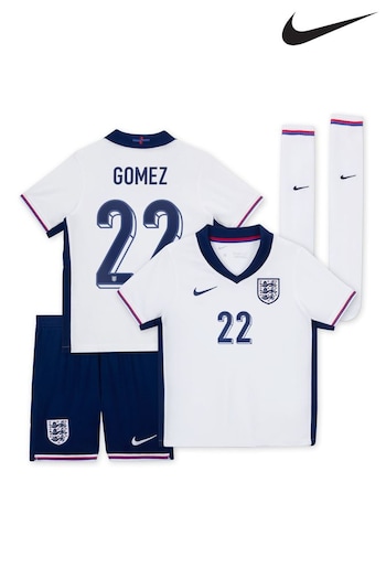 Nike White Gomez 22 Kids England Home Stadium 2024 Little Mini Kit (E91139) | £70