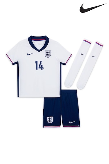 Nike White Konsa 14 Kids England Home Stadium 2024 Little Mini Kit (E91145) | £70