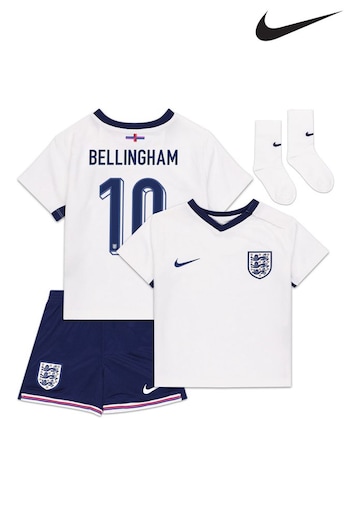 Nike White Bellingham 10 Infant England Stadium Mini Kit 2024 (E91176) | £65