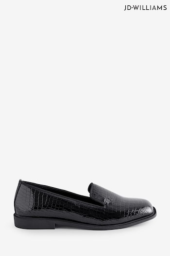 JD Williams Black Wide Fit Classic Slipper Cut Plain Loafers (E91274) | £32