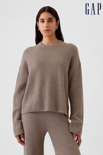 Gap Beige CashSoft Shaker-Stitch Crew Neck Jumper (E91363) | £45