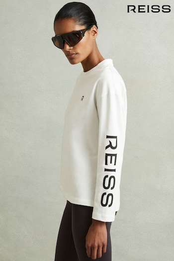 Reiss White May Cotton Blend Logo Top (E91484) | £68