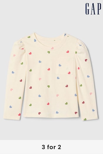 Gap Cream Print Cotton Pocket Long Sleeve T-Shirt (6mths-5yrs) (E91599) | £8