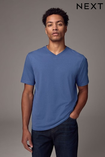 Blue Regular Fit Essential V-Neck T-Shirt (E91692) | £8