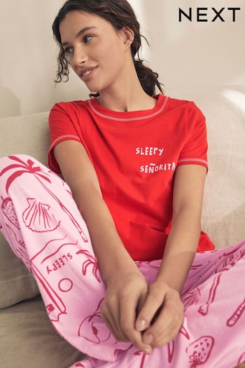 Red 100% Cotton Short Sleeve Pyjamas (E91929) | £17