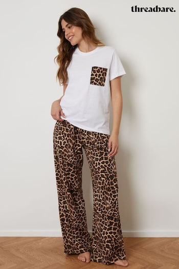 Threadbare Brown Cotton Short Sleeve Pyjama Set (E91938) | £24